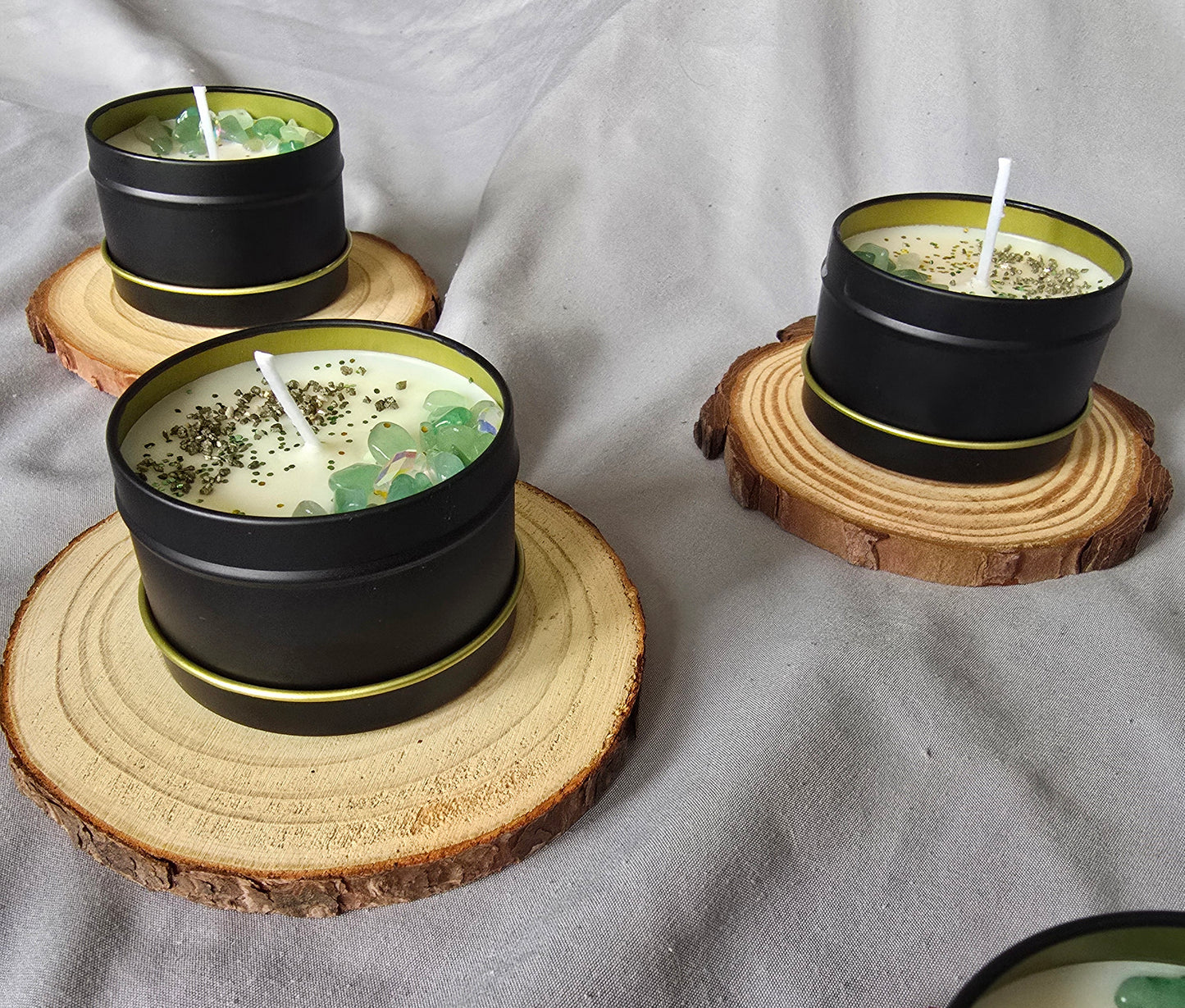 4oz Green Aventurine and Pyrite Candles