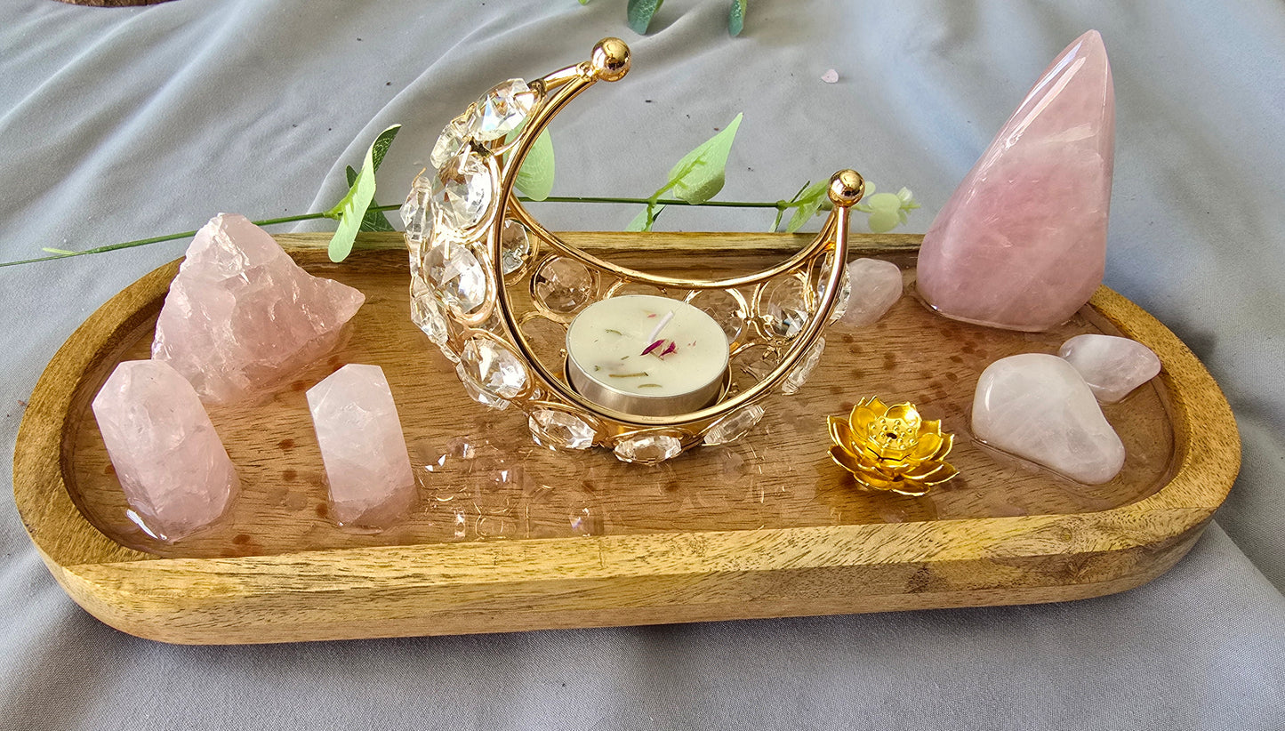 Medium Rose Quartz Mini Altar/Meditation Table