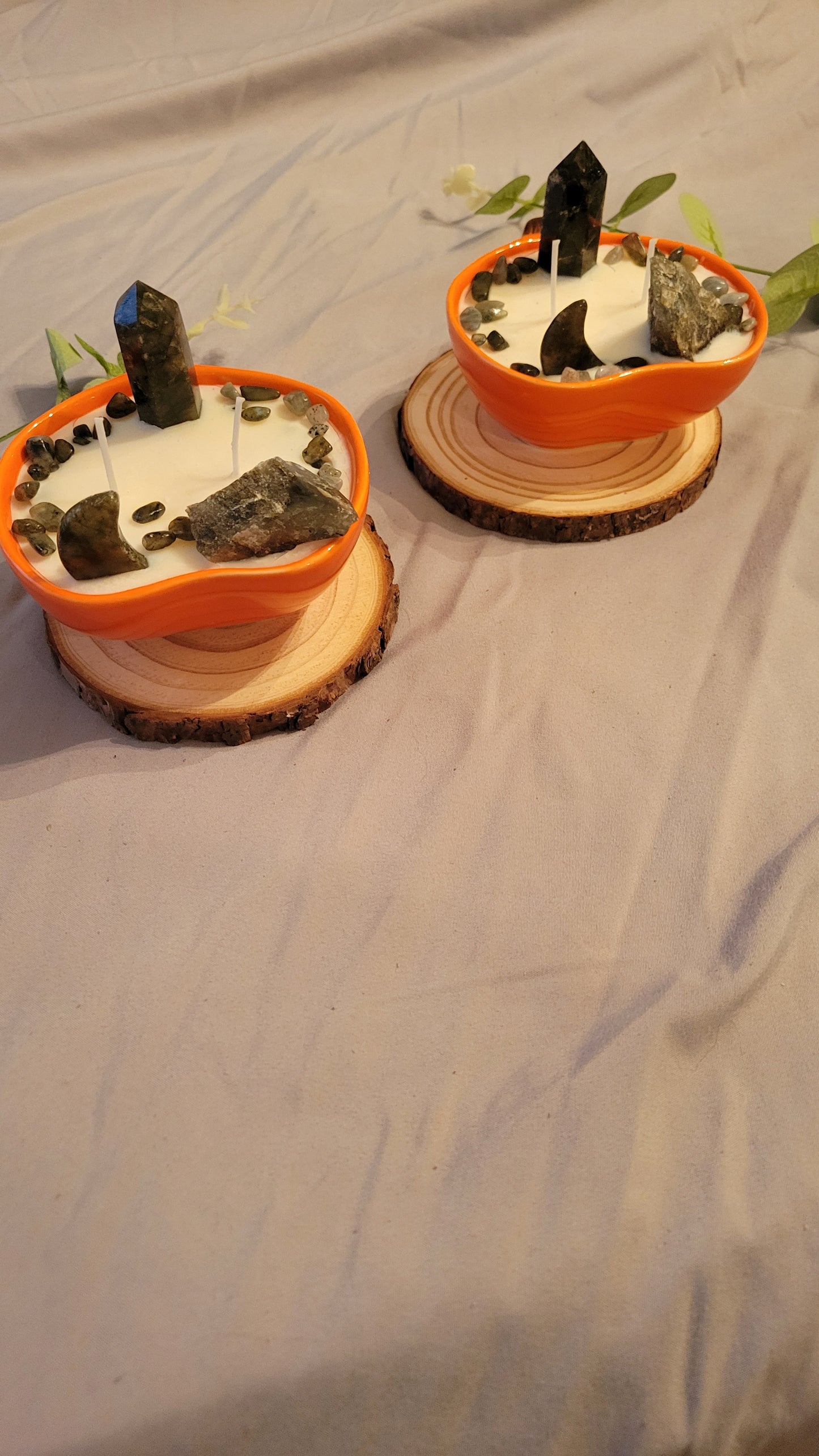 Pumpkin Candles with Labradorite