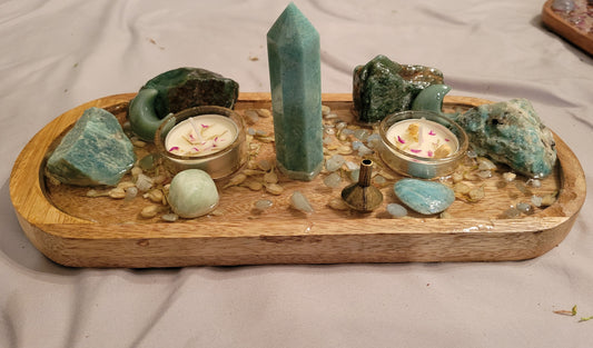 Mini Altar/Meditation Table Amazonite & Green Aventurine