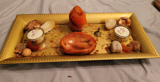 Mini Altar/Meditation Table Carnelian, Citrine & Sunstone