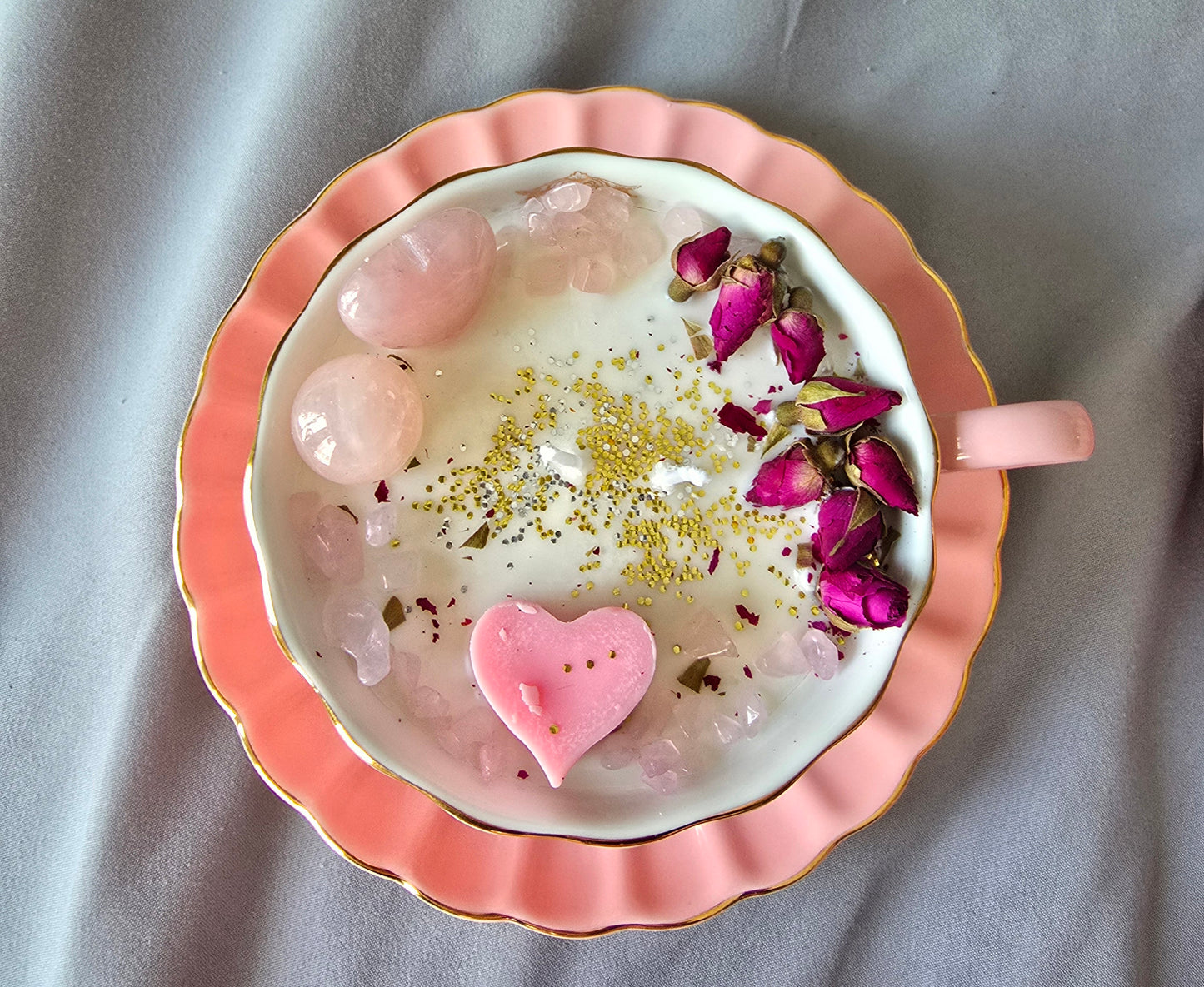 Rose Quartz Teacup Candles