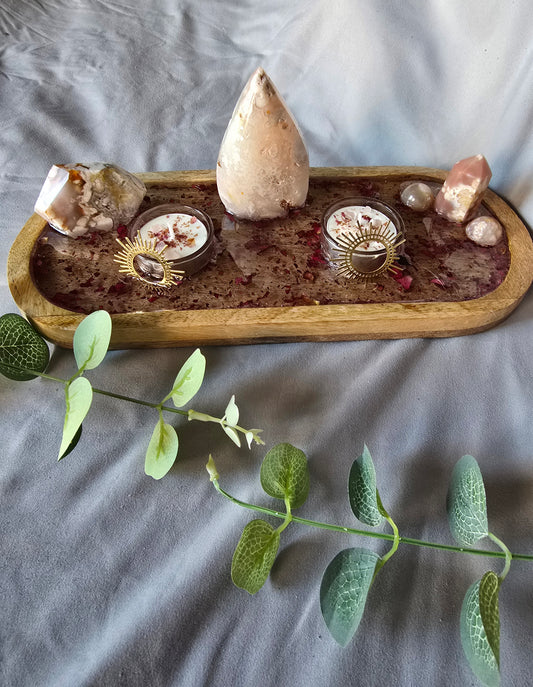 Mini Altar/Meditation Table Flower Agate