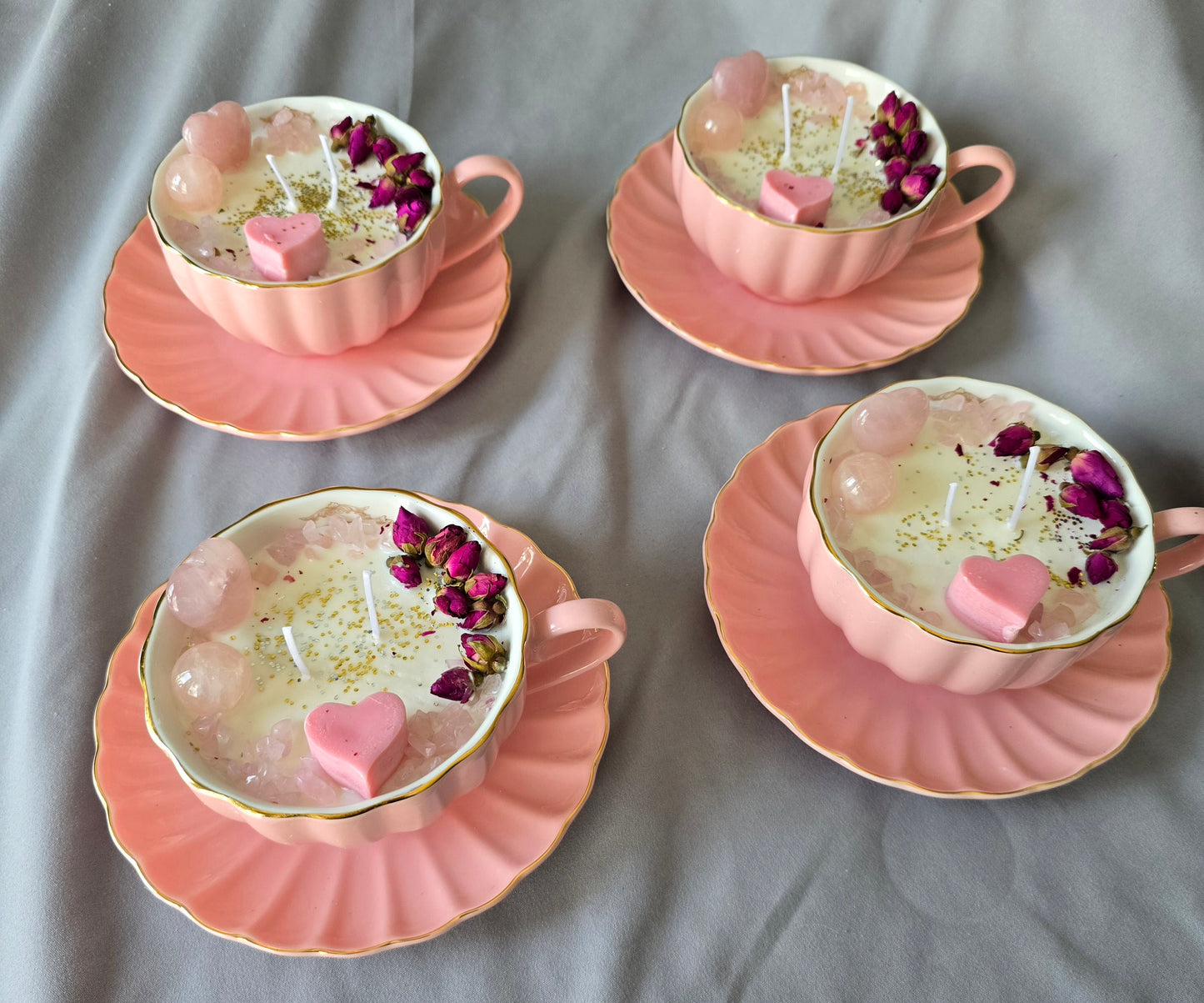 Rose Quartz Teacup Candles