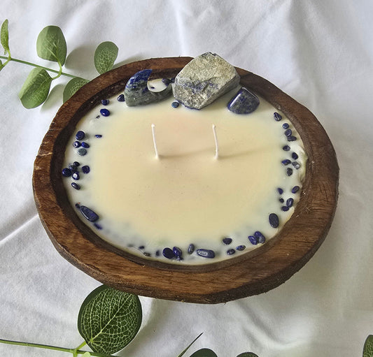 Soy Dough Bowl Candle with Lapis Lazuli