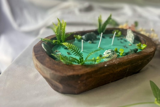 Dough Bowl Soy Candles with Moss Agate