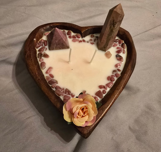 Dough Bowl soy candle with Rhodonite