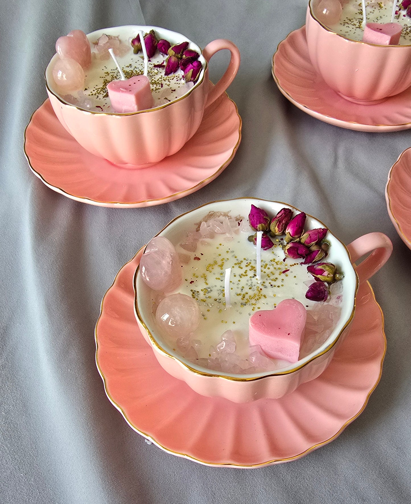 Rose Quartz Teacup Candles