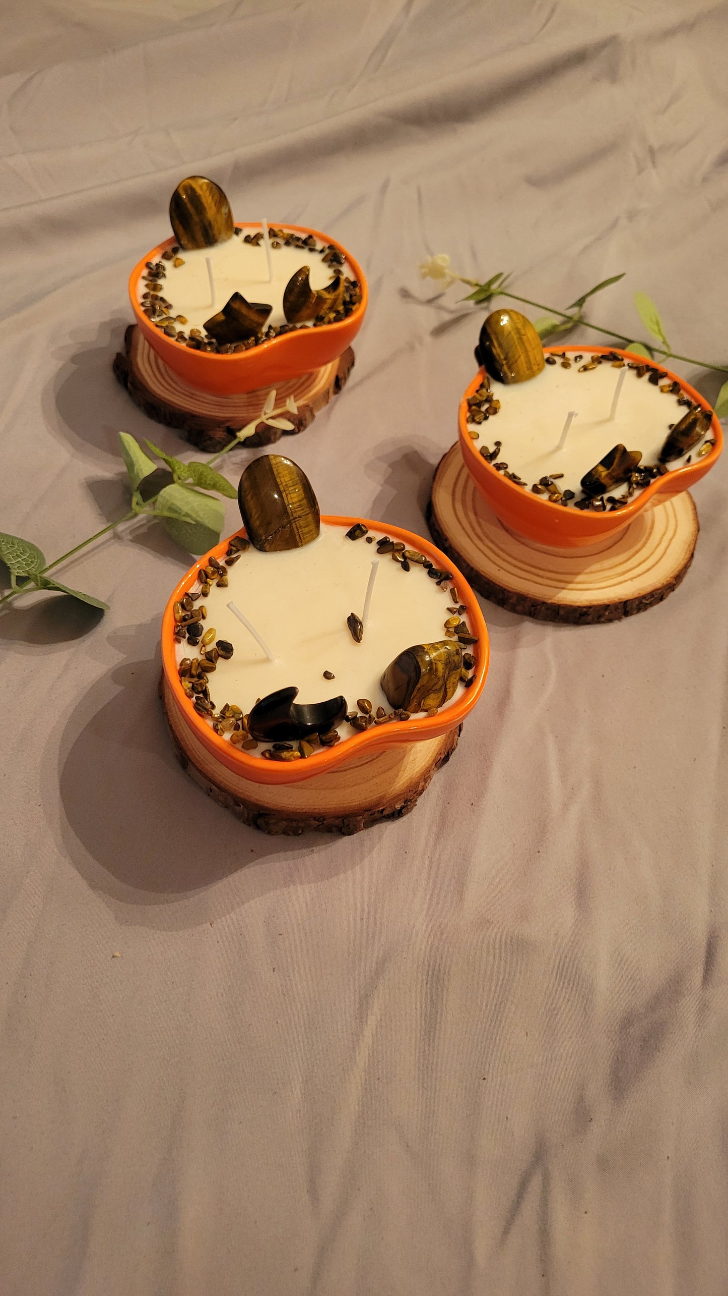 Pumpkin Candles with Tigers Eye